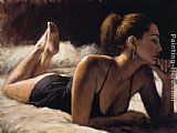 Ready for Bed Paintings - Paola in Bed by Fabian Perez